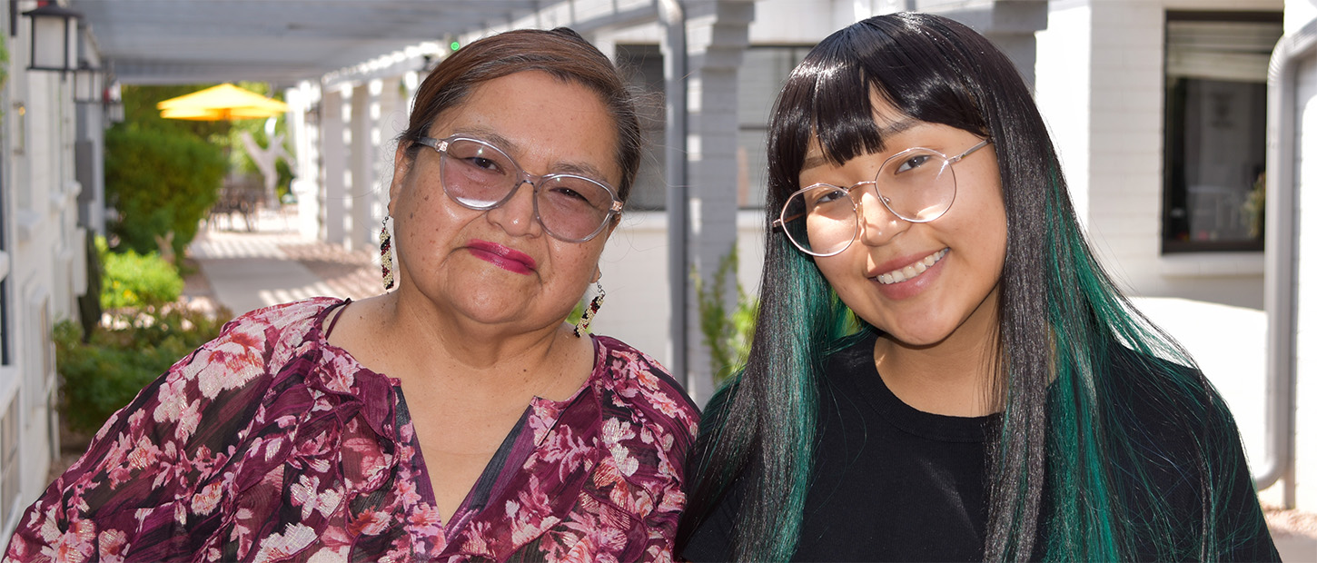 Teenager and her mom at the Roanoke House