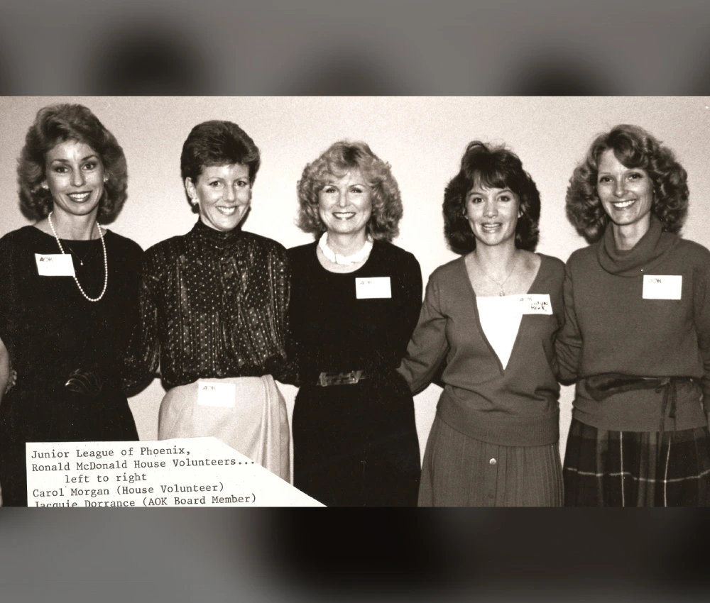 black and white photo of Junior League of Phoenix members