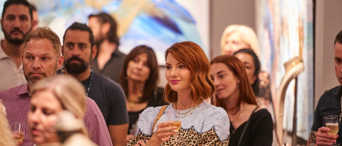 group gathered at fundraising event