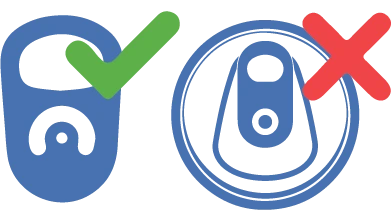 illustration displaying the proper type of pop tabs