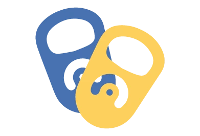 two pop tabs, one in gold symbolizing its value